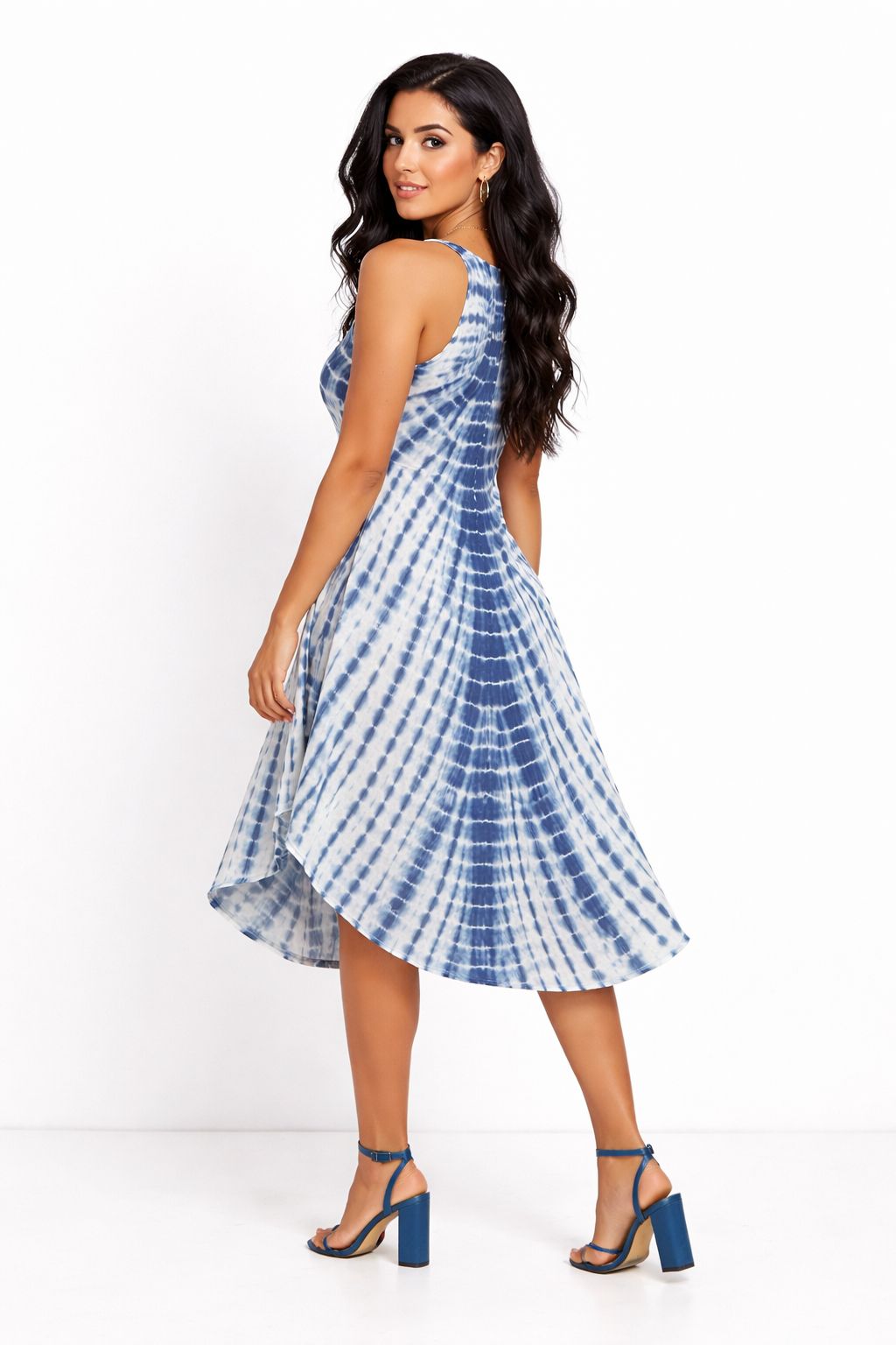 Veda Blue Tie-Dye Embroidered Top Dress