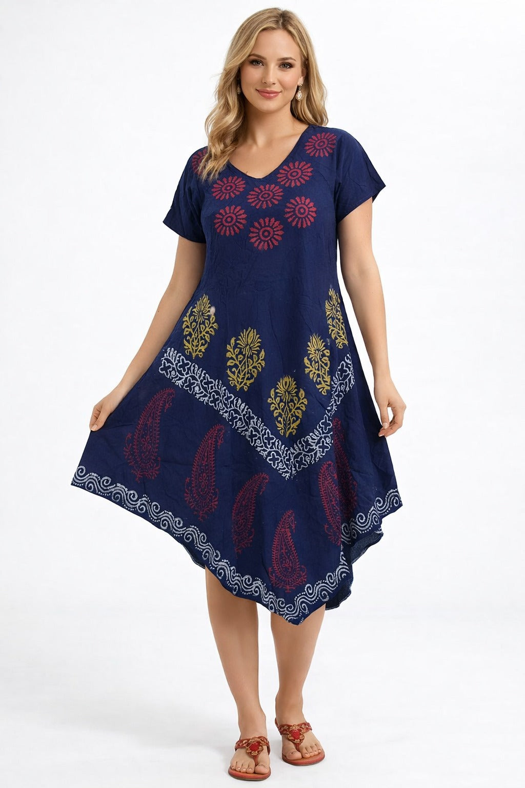 Vestido Saanvi Azul Estampado Bohemio