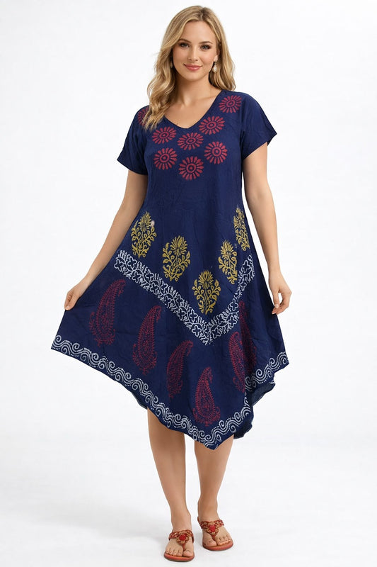 Vestido Saanvi Azul Estampado Bohemio