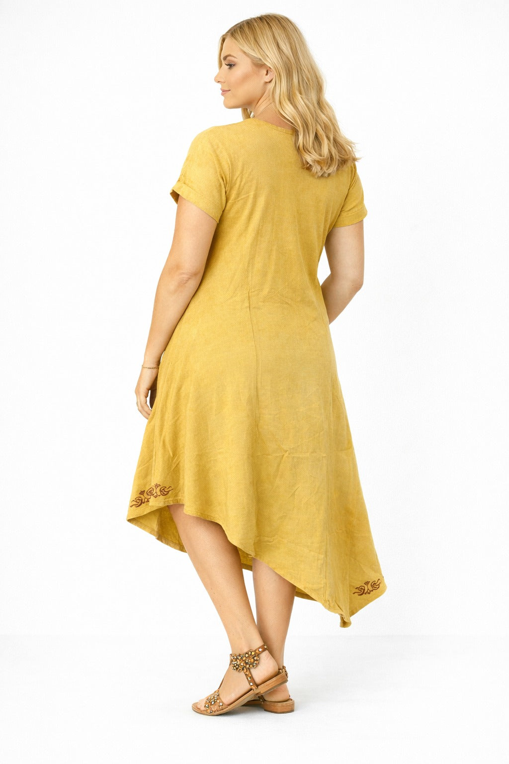 Vestido Saanvi Mostaza Estampado Bohemio