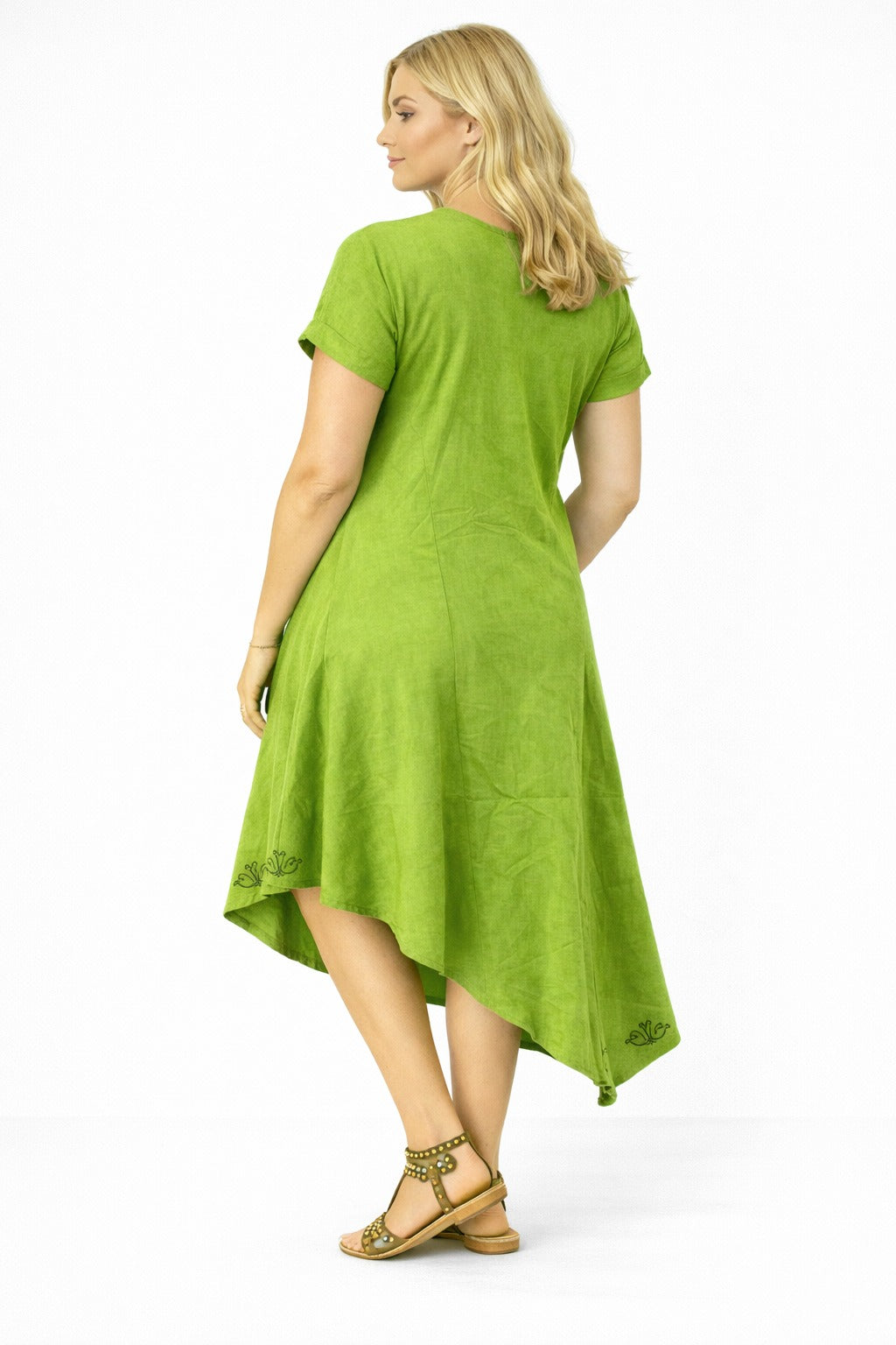 Vestido Saanvi Verde Estampado Bohemio