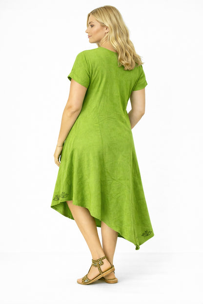 Vestido Saanvi Verde Estampado Bohemio