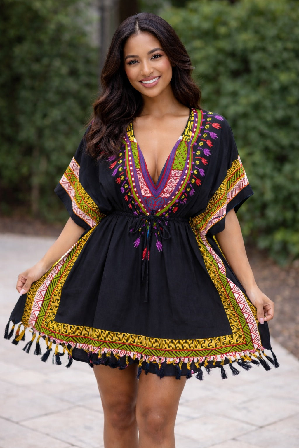 Blusa Kaftán Africana Negra Con Morado