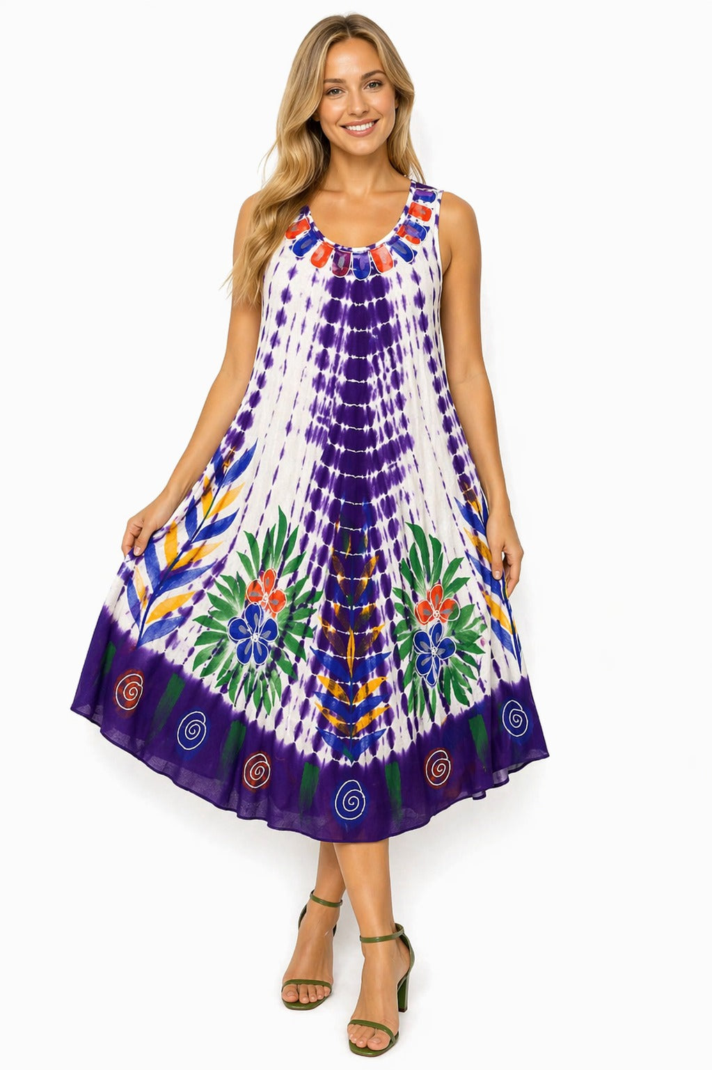 Vestido Aditi Blanco y Morado Tie Dye
