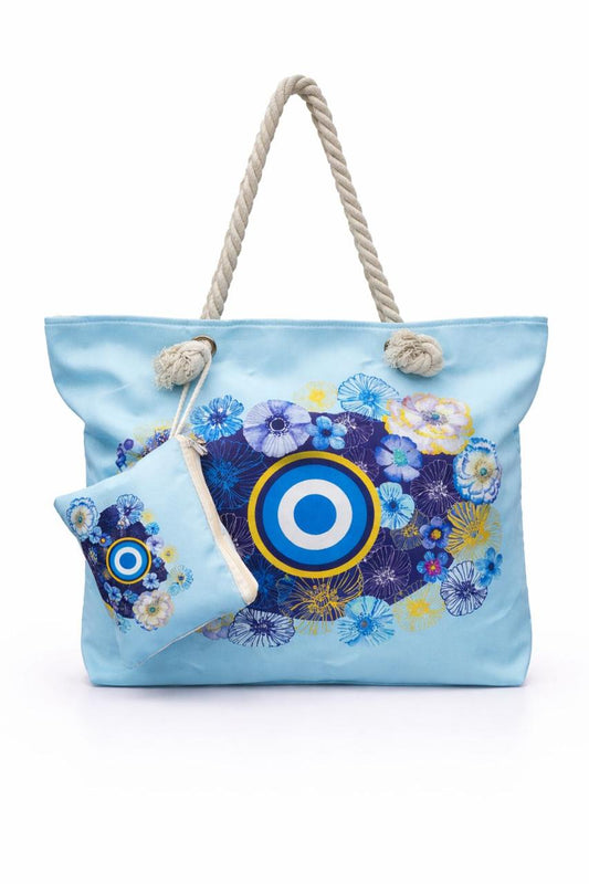 Large Handbag and Wallet Set with Evil Eye Print