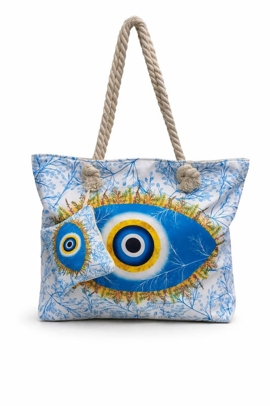 Large Handbag and Wallet Set with Evil Eye Print