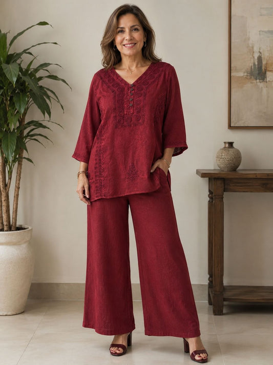 Conjunto Angélica Rojo Oscuro