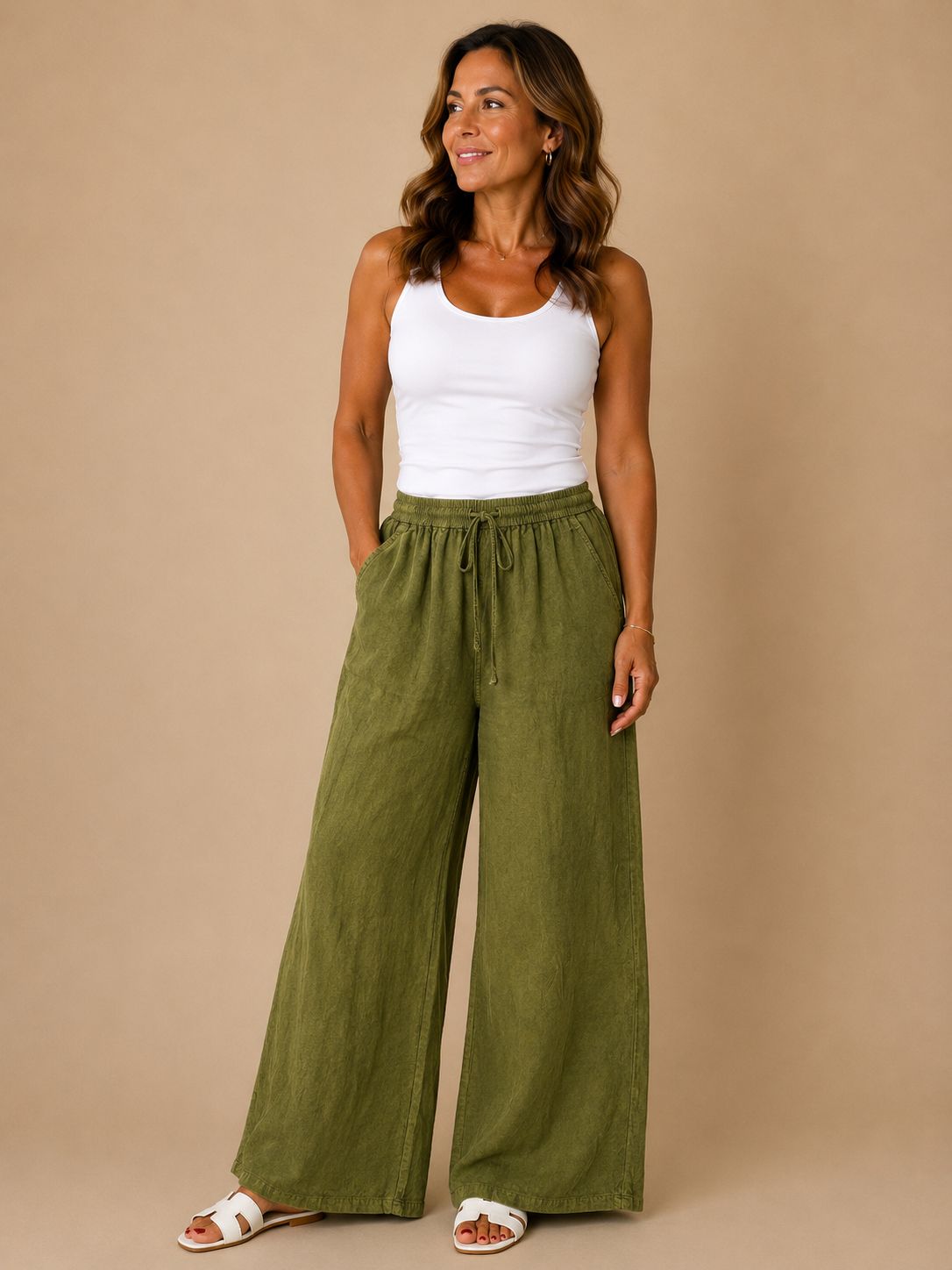 Pantalón Palazzo Verde Olivo