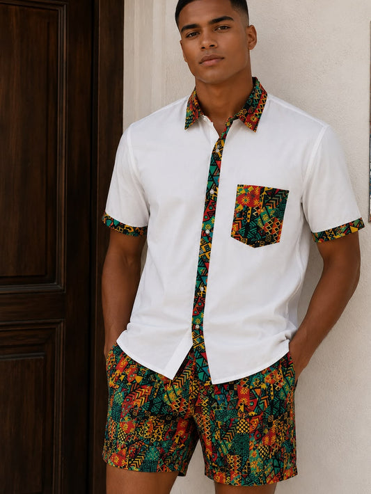 Men's Afro-Caribbean Collared Button-Down Shirt - Afro-descendant Fashion