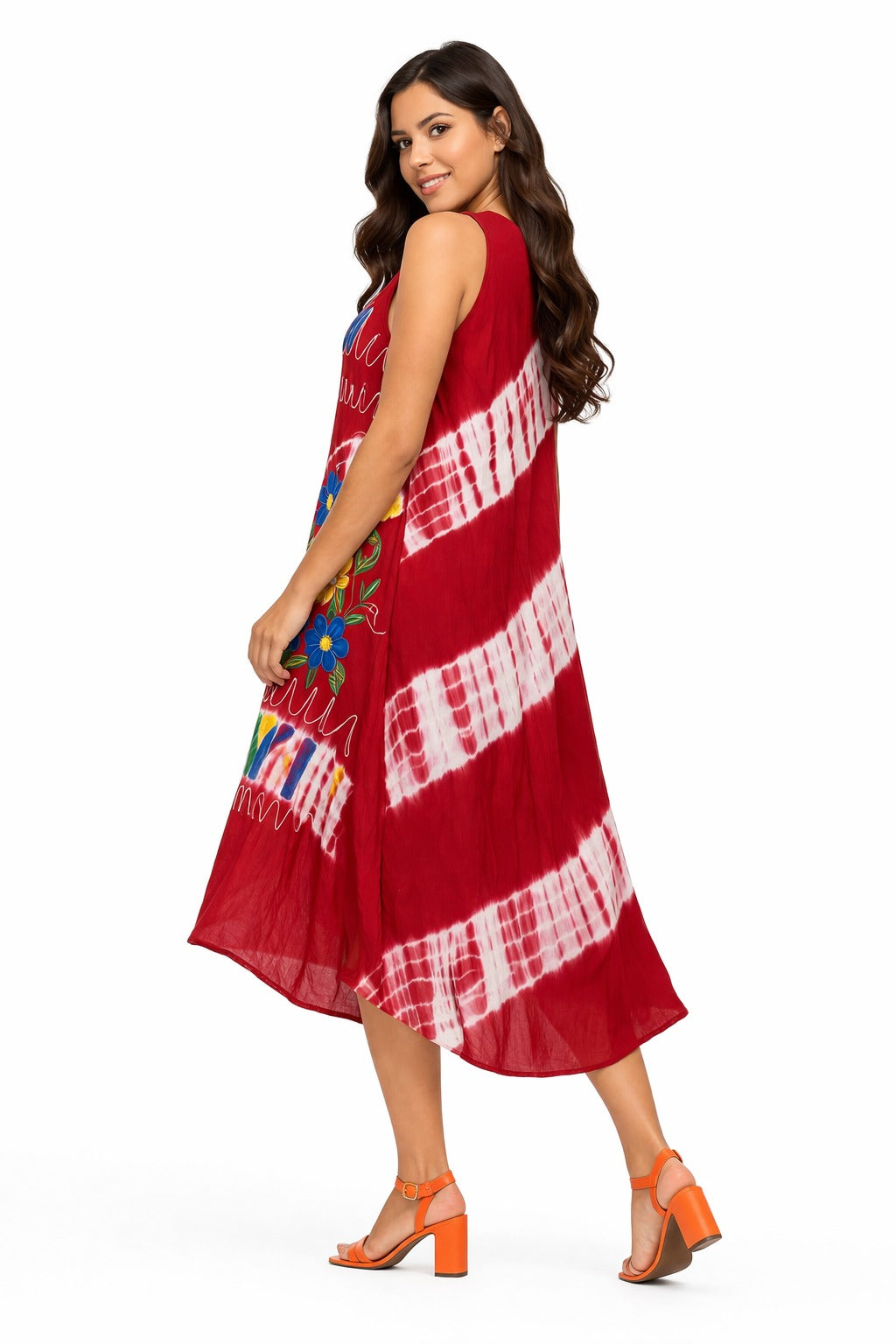 Vibrant Red Floral Tie-Dye Naira Dress