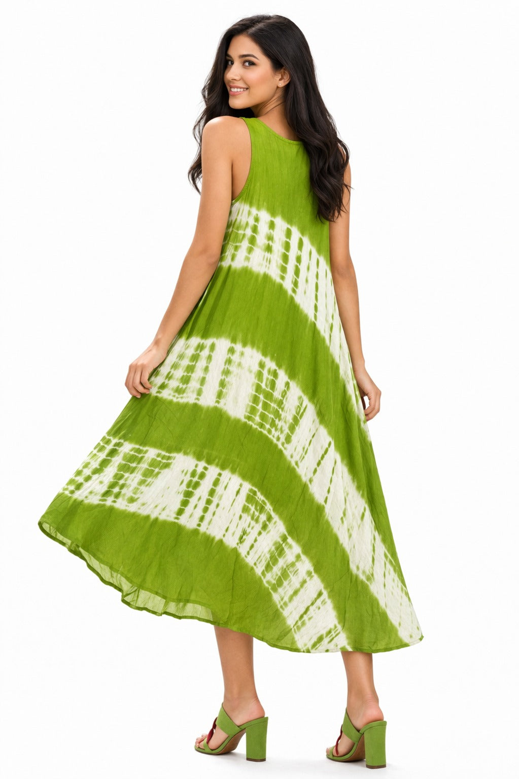 Vibrant Floral Tie-Dye Green Naira Dress