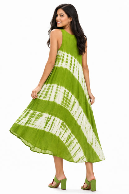 Vibrant Floral Tie-Dye Green Naira Dress