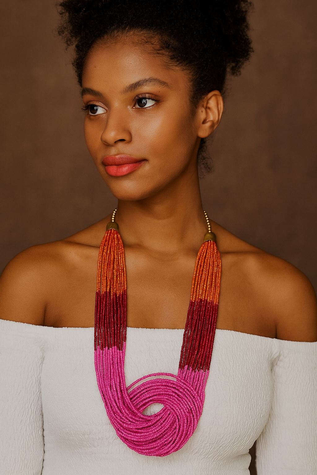 Collar Artesanal Rosado con Rojo