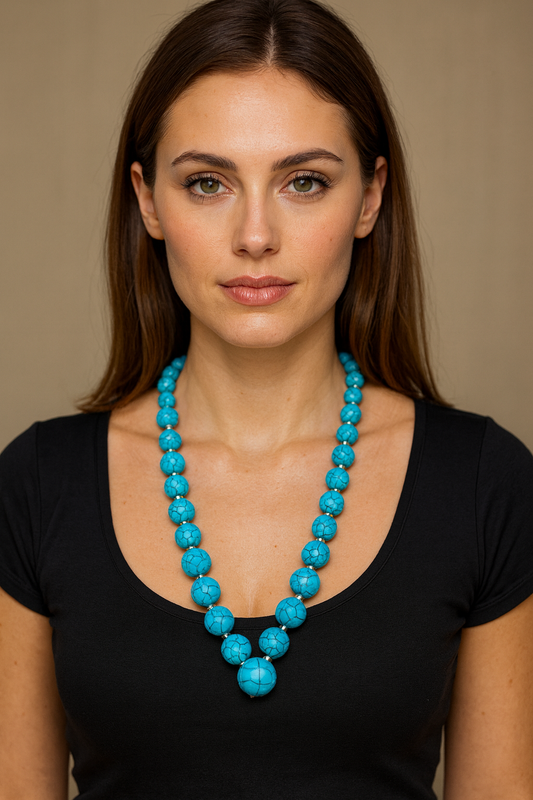 Collar Artesanal de Esferas Azules