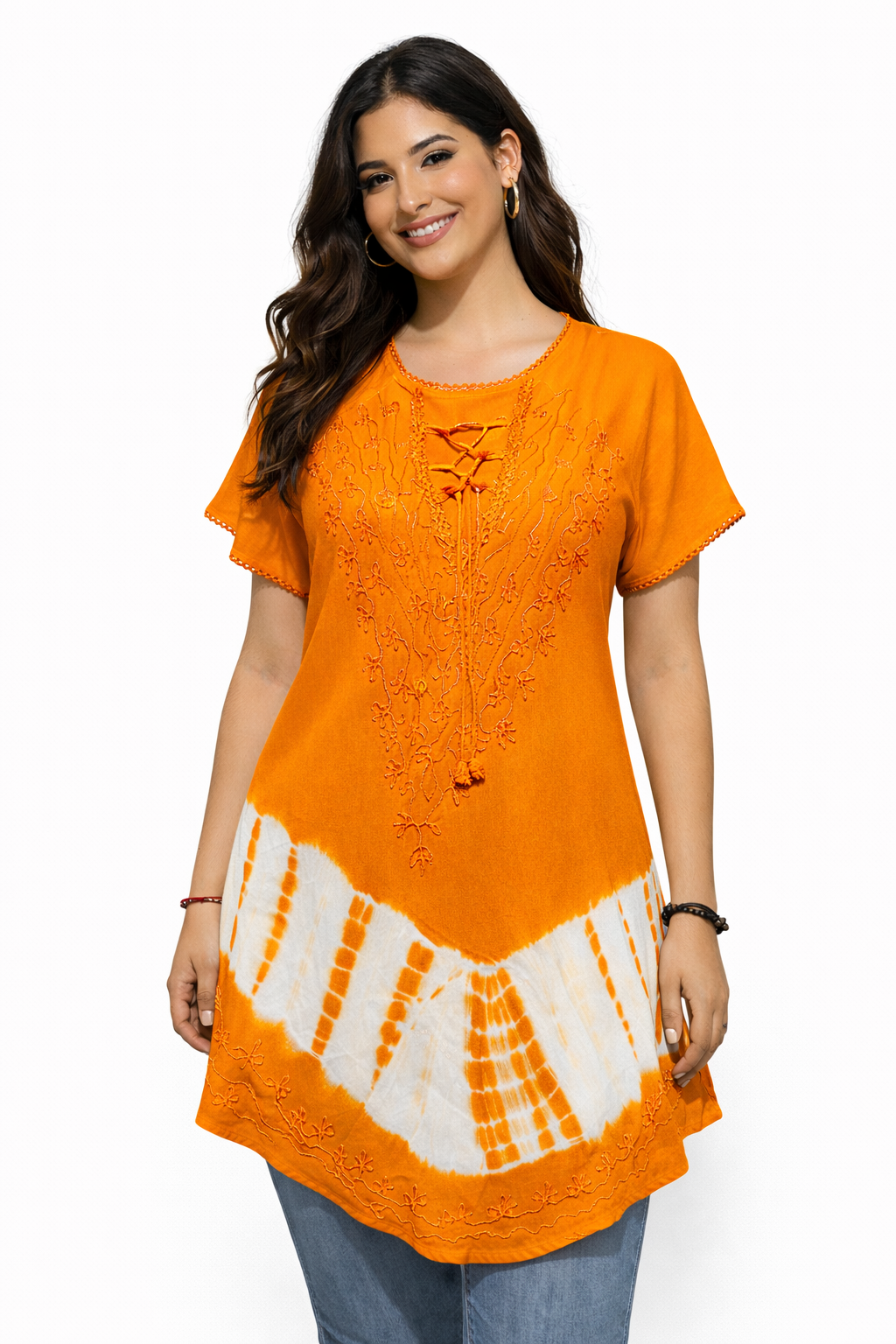 Blusa Naranja de Dama Mangas Cortas 1201