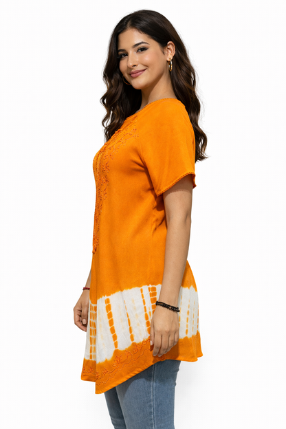 Blusa Naranja de Dama Mangas Cortas 1201