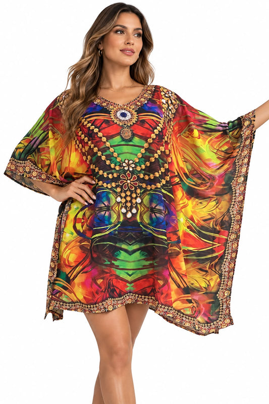 Vestido Corto de Dama con Estampado Digital