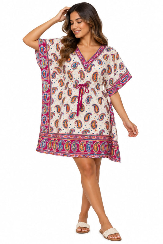 Vestido Corto Estampado de Dama con Diseño Paisley