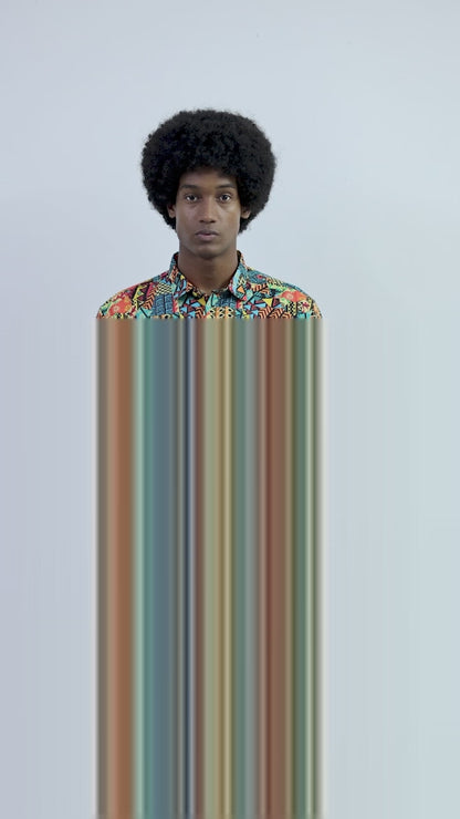 Set Conjunto Traje Afrodescendiente de 2 Piezas para Hombre (Camisa + Short) Afrocaribeño
