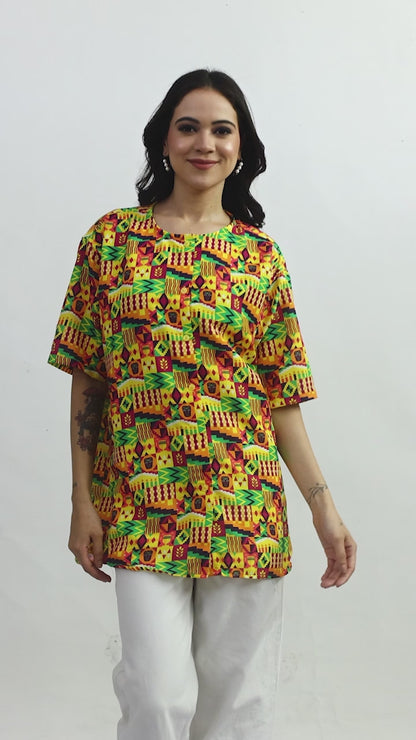 Blusa Afrocaribeña de Dama con botones