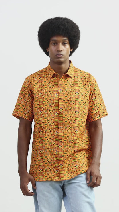 Camisa de Hombre Afrocaribeño de Botones