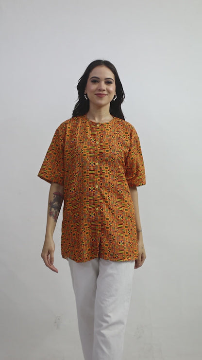 Blusa Afrocaribeña de Dama con botones