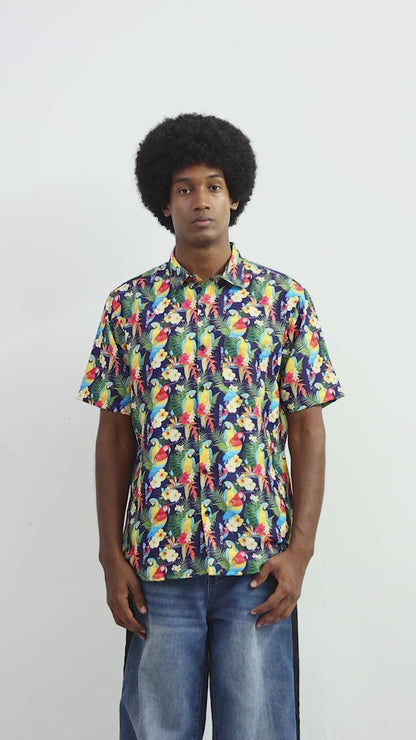 Camisa Hawaiana Playera Caribeña de Caballero Estampado Lapas Pequeñas