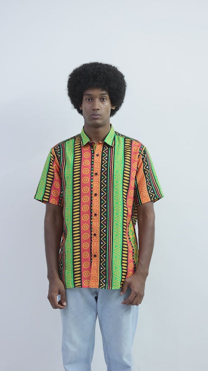 Camisa de Hombre Afrocaribeño de Botones