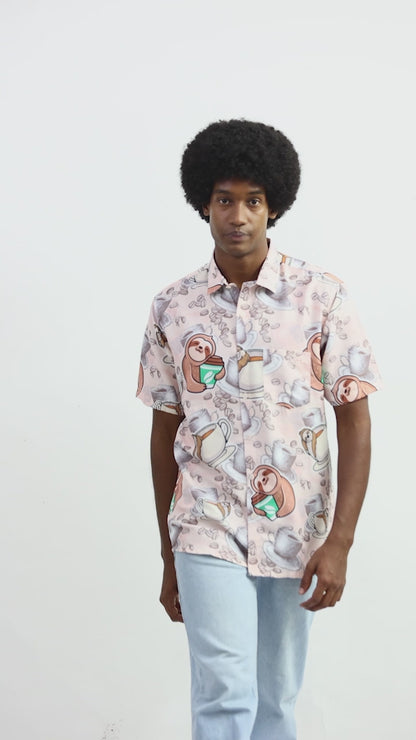 Camisa Hawaiana Playera Caribeña de Caballero Estampado Oso Comiquita