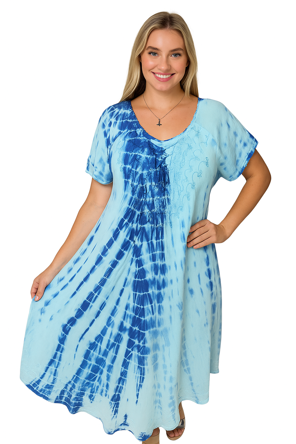 Vestido de dama con mangas azul