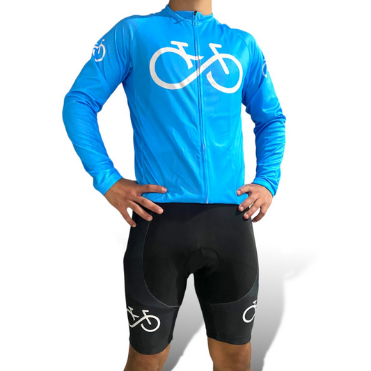 Jersey Top de Ciclismo de Caballero Azul